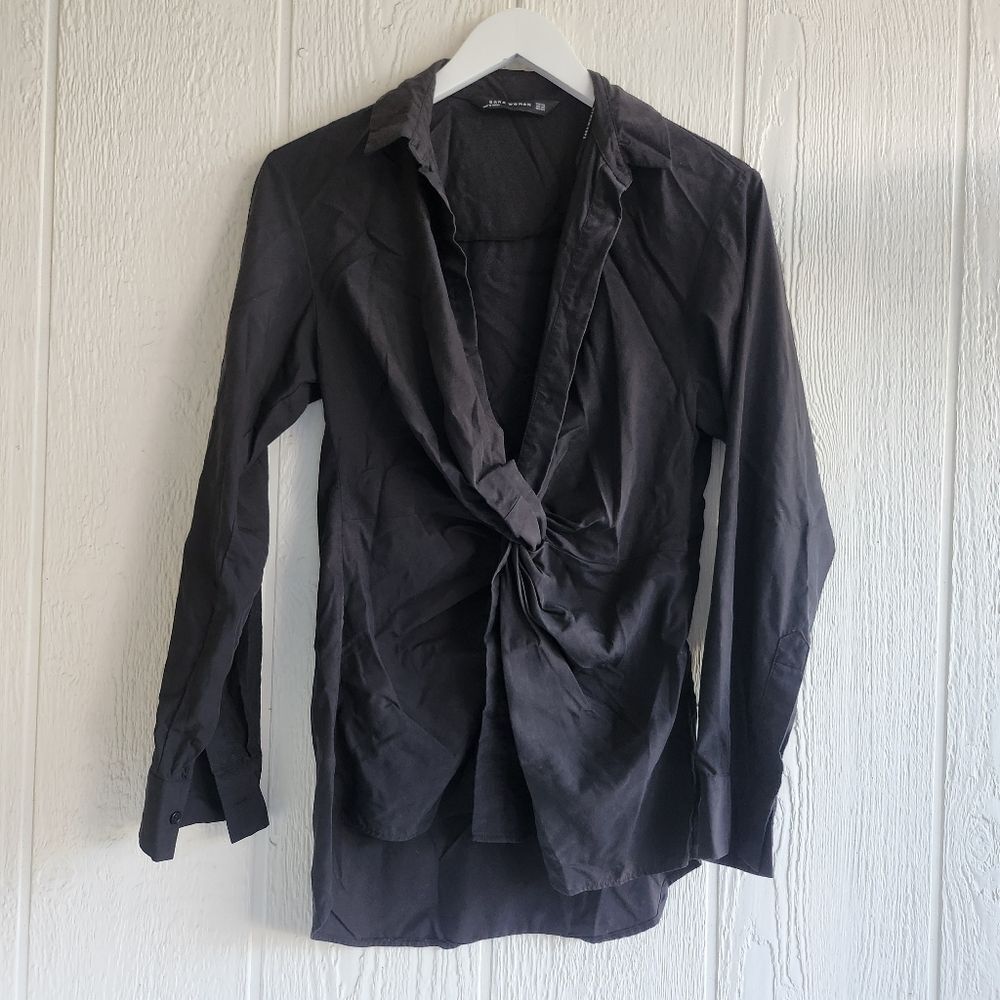 Zara Womens Black Tunic Top